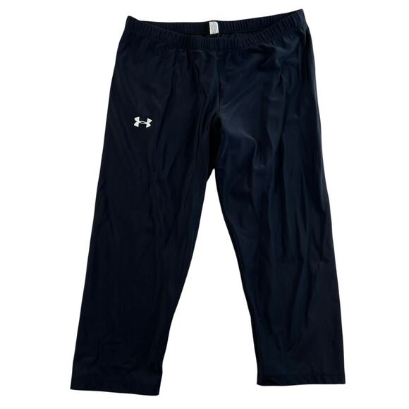 Under Armour Pants - Under Armour L Large Capri Leggings Pants Black Cropped Workout Pant Mid Rise